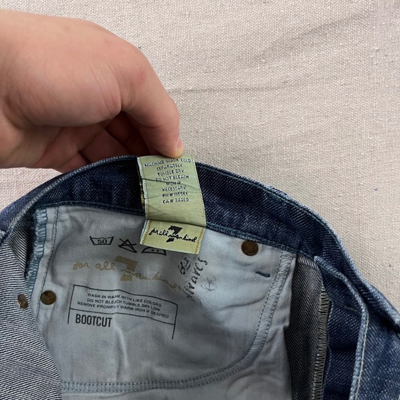 7 For All Mankind Bootcut Jeans Mens 34 Blue Excellent Button Fly Made in USA - Picture 7 of 10